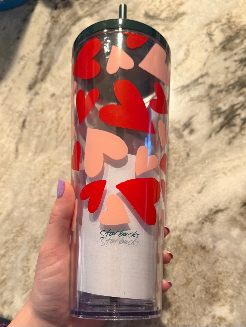 Starbucks Heart Tumbler 24oz New w/ Straw